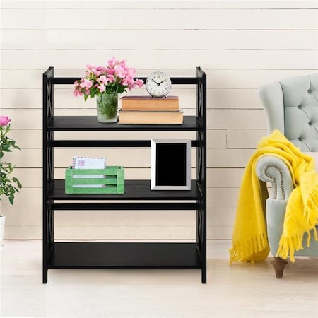 Montego 3-Shelf Folding Bookcase; Black